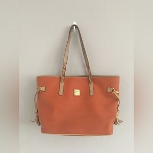 Dooney & Bourke Women's Saffiano Bailey pebbled Leather Shoulder Bag, Orange